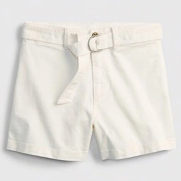 NWOT GAP 4" High Rise Belted White Jean Shorts - Picture 12 of 13